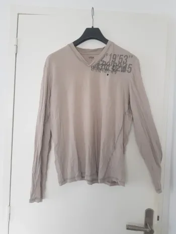 T-shirt Manche Longue Beige Homme Taille L