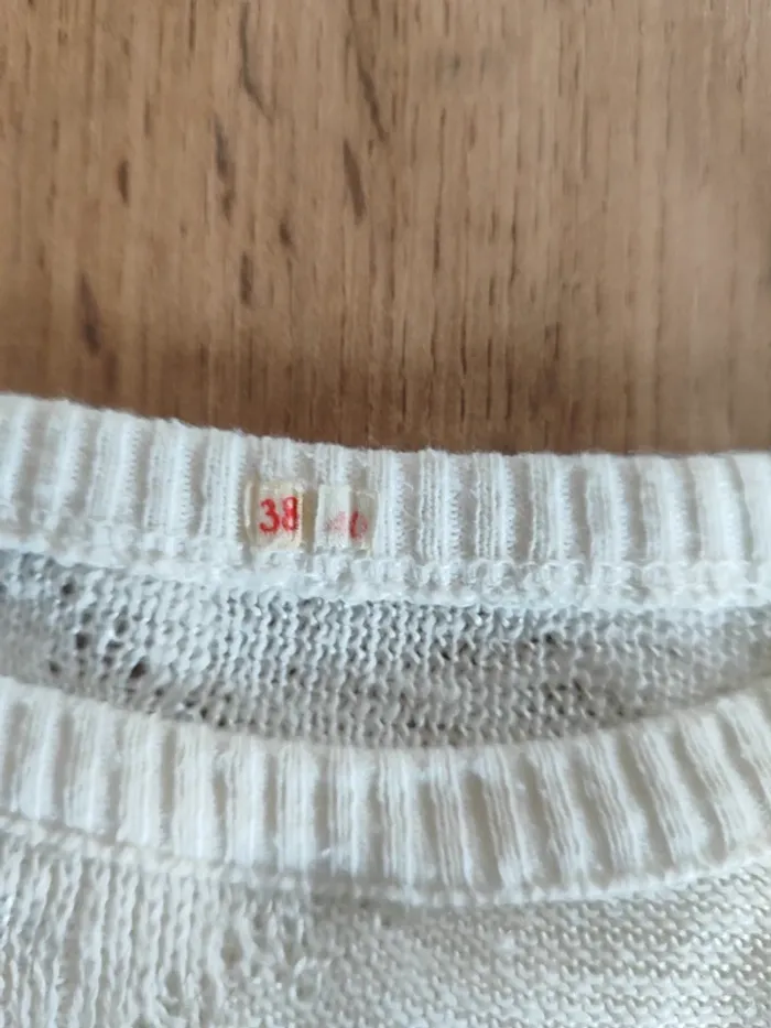Pull Col V Blanc, Taille M - Maille Texturée Douce ! - photo numéro 5