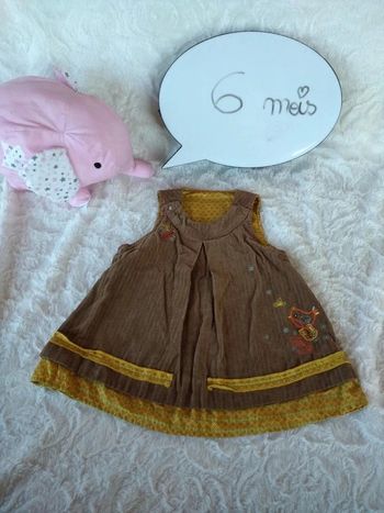 Robe velours Fille 6 mois Oiseau Sucre d'orge 100% coton