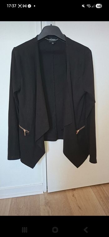 Veste noir femme effets peau suédée 