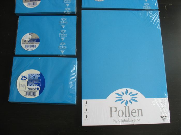 LOT DE PAPETERIE : CARTES + ENVELOPPES + PAPIER BLEU TURQUOISE "POLLEN BY CLAIREFONTAINE" - NEUF - - photo numéro 3