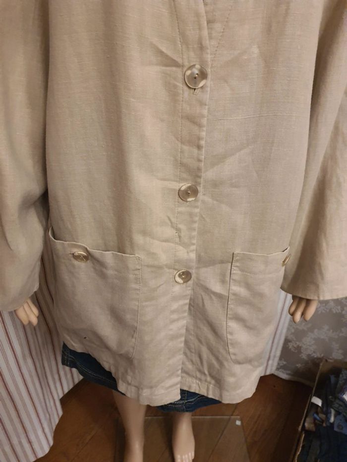 Pardessus beige Anny N 100% lin  fr/ be 46 - photo numéro 6