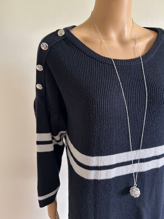 Robe pull bleue marine et blanche Morgan taille S bon état - photo numéro 4