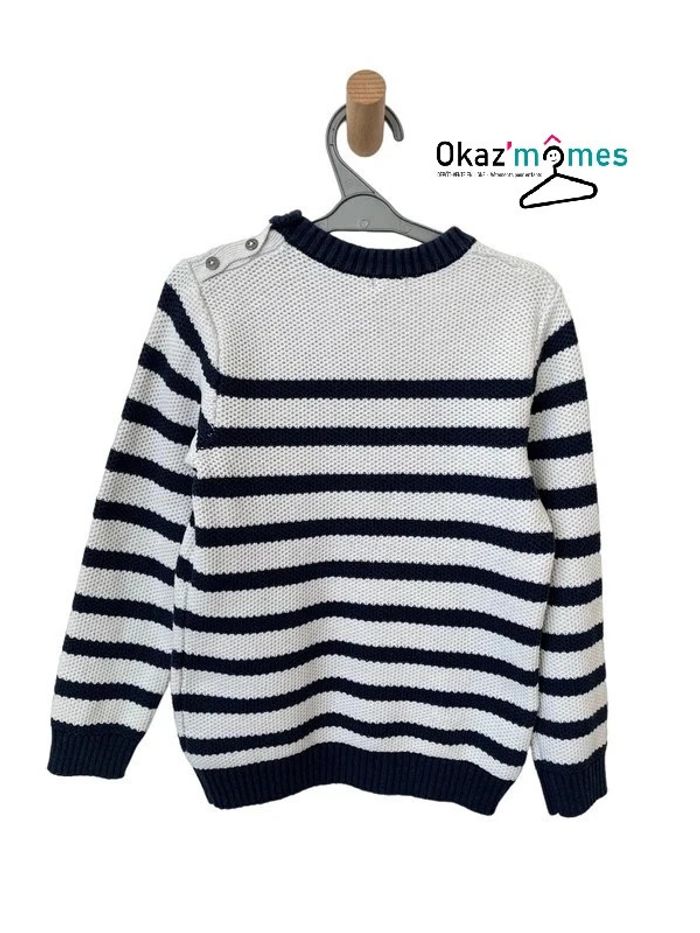 Pull rayé à grosse maille coton bleu marine et blanc - Orchestra 8 ans - photo numéro 5