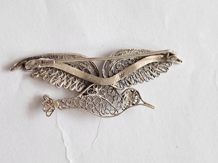 Broche vintage filigrane mouette en argent - photo numéro 2