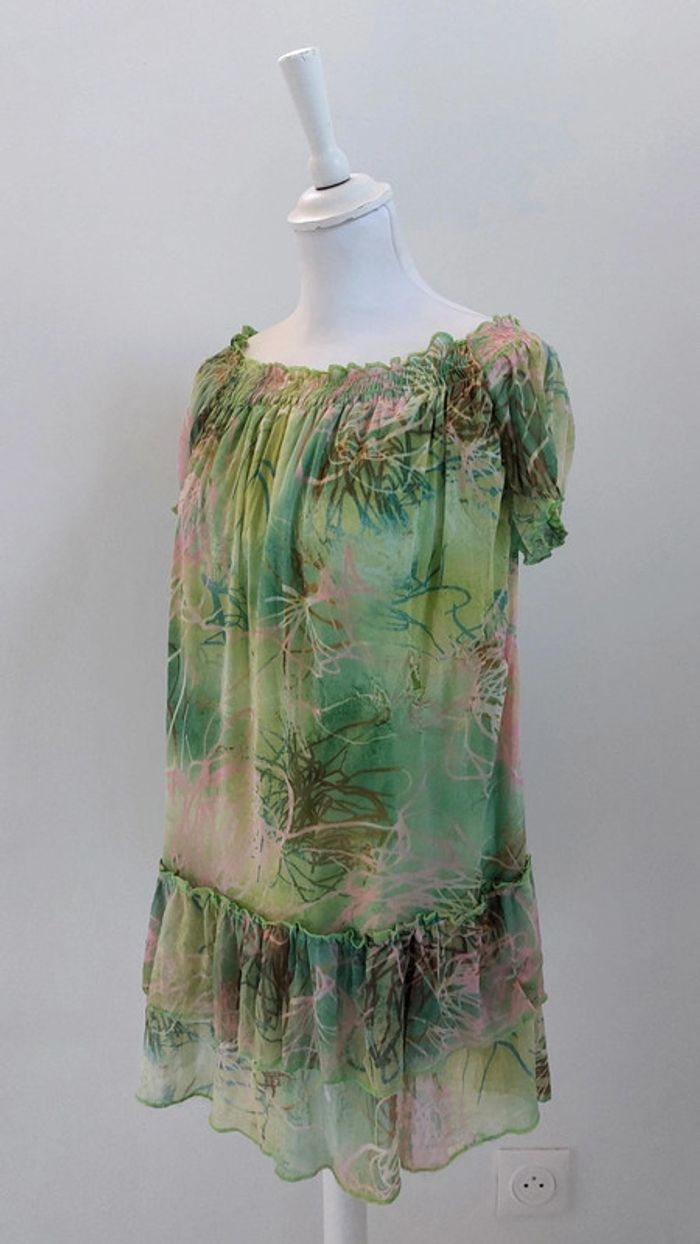 Tunique voile colorée à volants manches courtes taille XL 42 - photo numéro 2