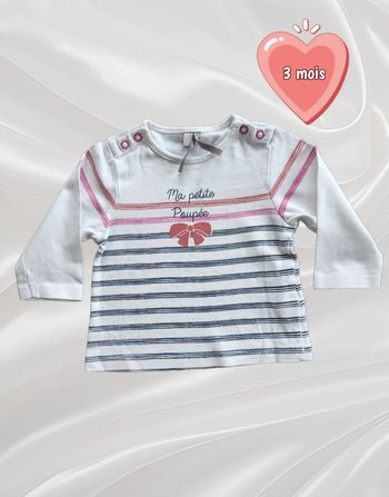 T-shirt haut manches longues fille 3 mois