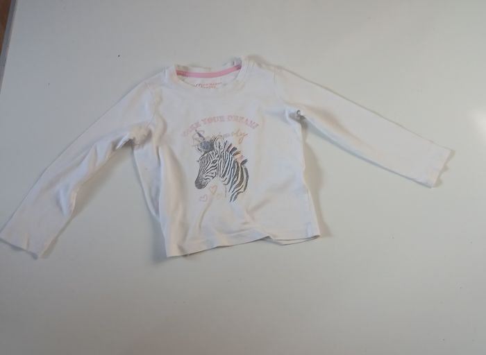 T-shirt manche longue blanc pour fille avec un zèbre