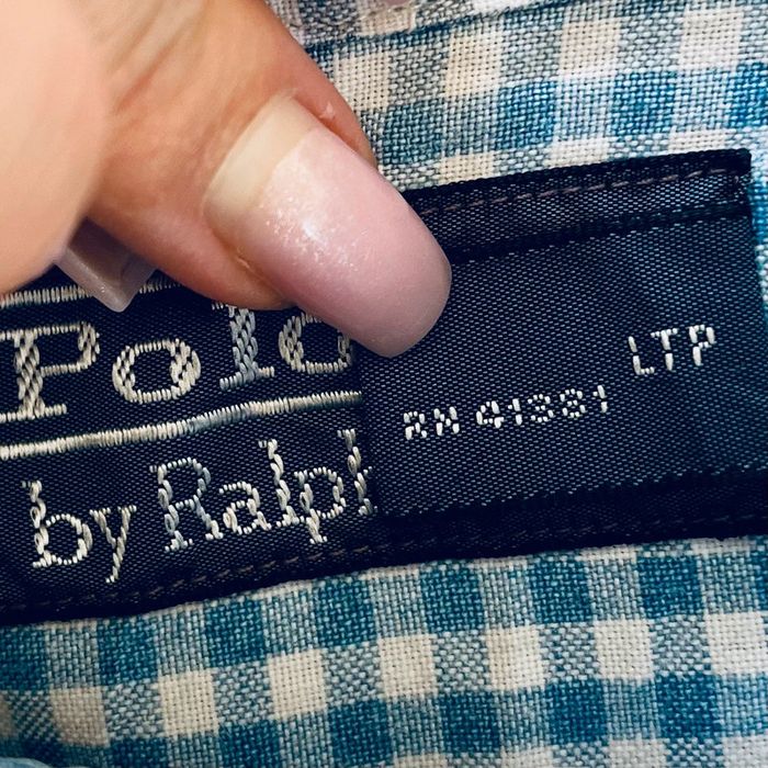 Polo/chemise/T.shirt à carreaux bleu clair et blanc Polo Ralph Lauren (logo brodé), homme, taille XL - photo numéro 5