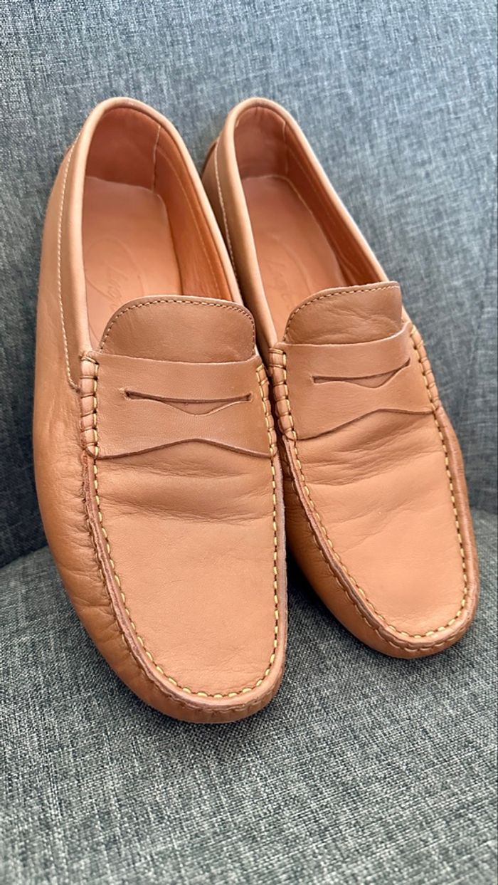 💛 Mocassins marron Camel en cuir loafers taille 42 neuf 💛 - photo numéro 1