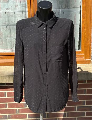 🖤 Chemisier noir plumetis Mim – Taille 40