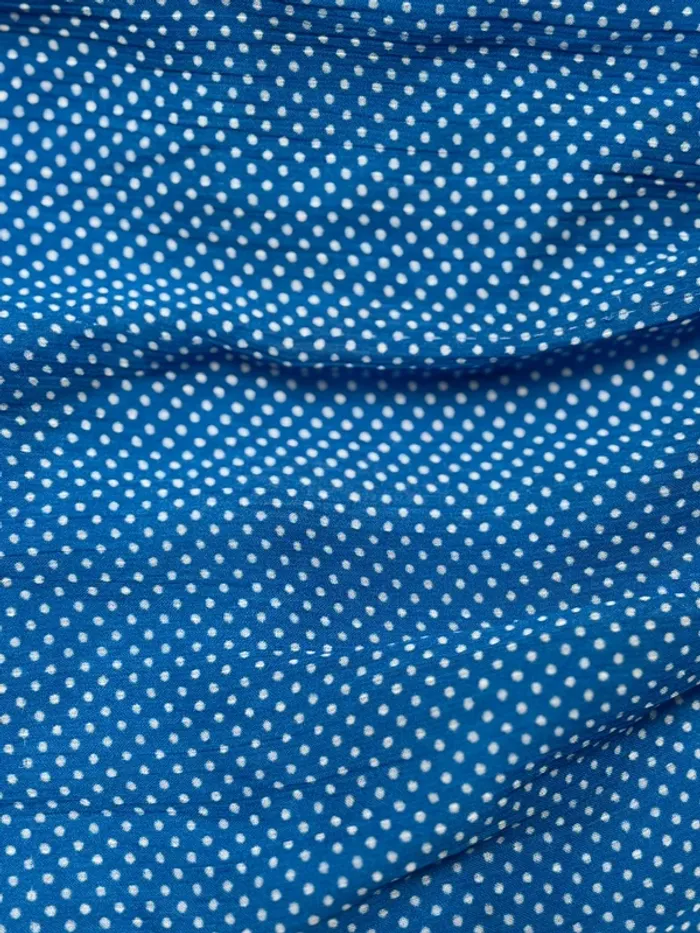 Belle robe mousseline bleue à pois dos dentelle XXXL/46 - photo numéro 10