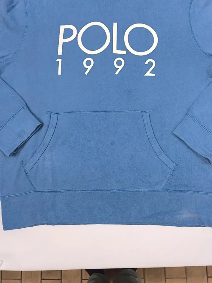 Sweat Polo Ralph Lauren homme bleu taille L capuche bon état - quelques tâches - photo numéro 5