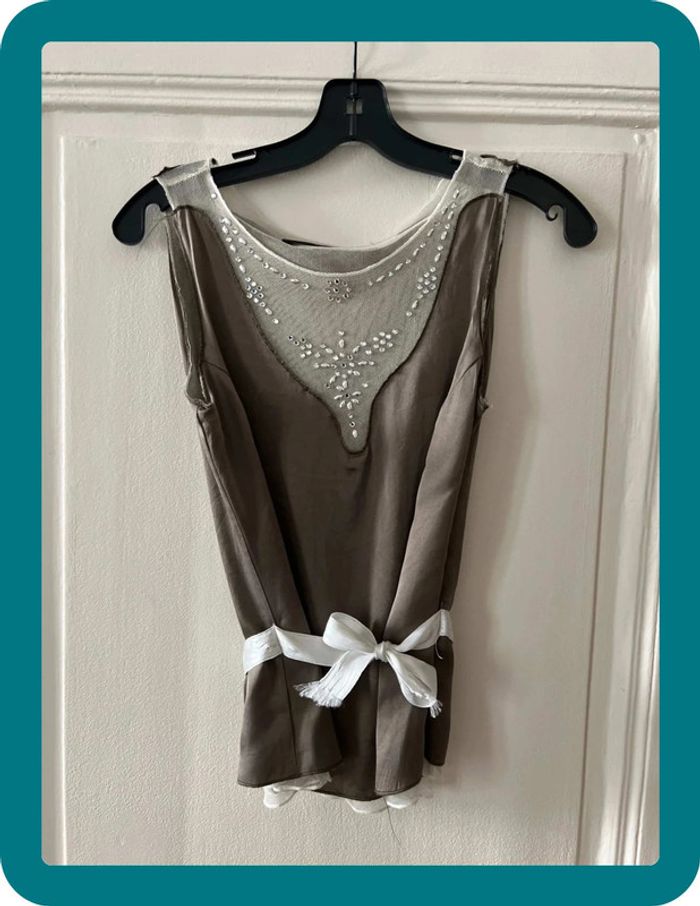 Top vintage soie et tulle coton vintage 36 - Atos Lombardini