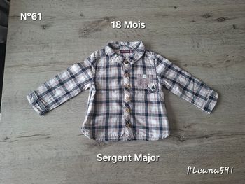 🌷N°61🌷Chemise Longues Manches - Sergent Major - 18 Mois🌷