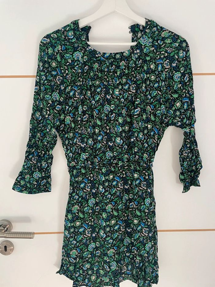 Robe verte fleurie XS Zara - photo numéro 2