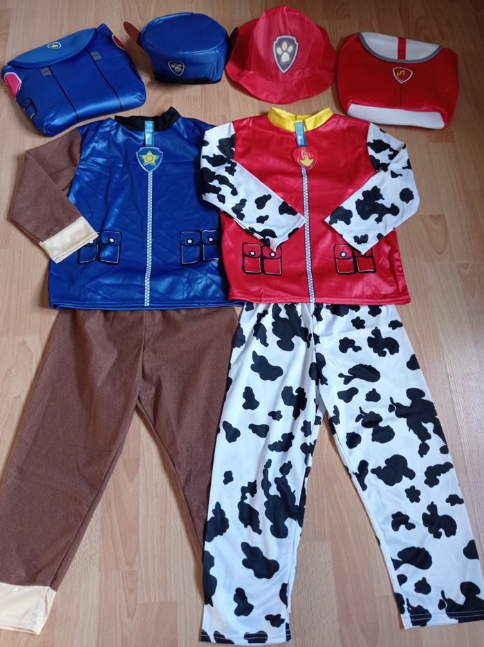 Lot 2 déguisements pat patrouille rouge et bleu 6ans