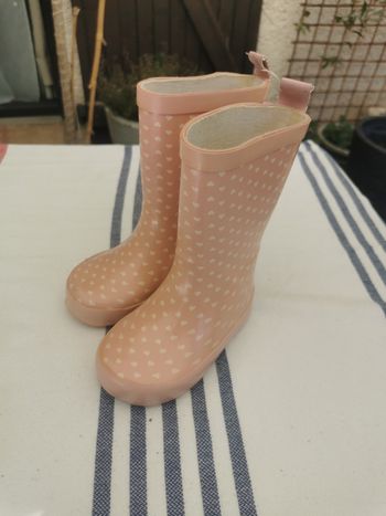 Bottes de pluie roses imprimées cœurs pointure 20