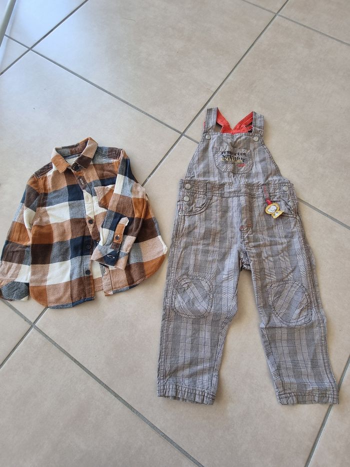 Salopette et chemise 3ans