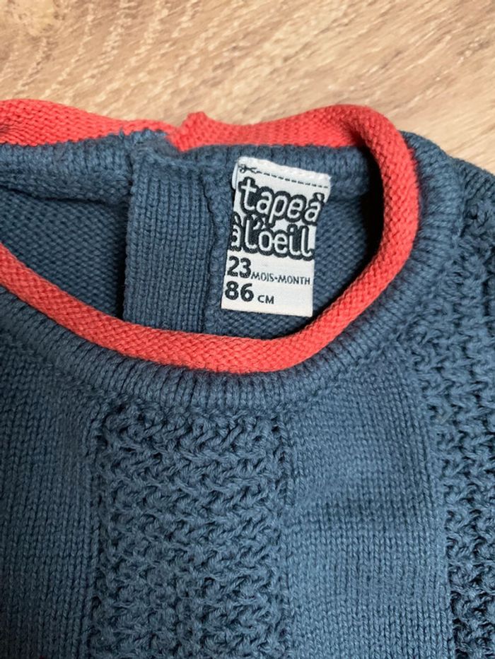 Pull gris et orange 2 ans - photo numéro 3