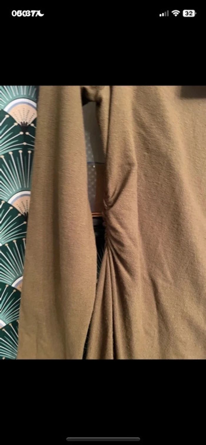 Belle robe col bateau en laine zara taille L couleur kaki - photo numéro 4