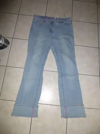pantalon jean à revers bleu clair BASIC one taille 44