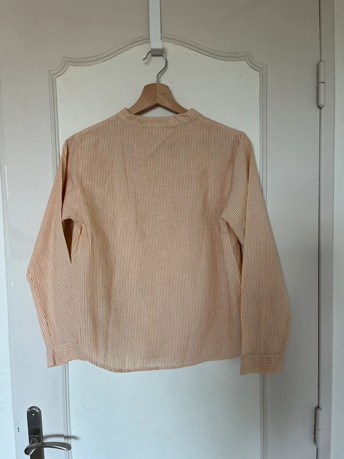 Blouse rayée effet lin – Taille 36 col officier manches longues - photo numéro 5
