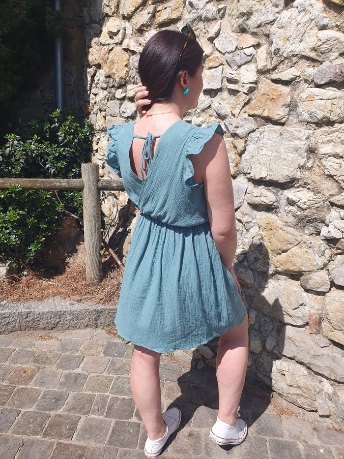 Robe gaze de coton Le Caire vert d'eau Taille M - photo numéro 3