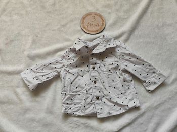 Chemise blanche à motif noir, Kiabi, 3 mois 👣
