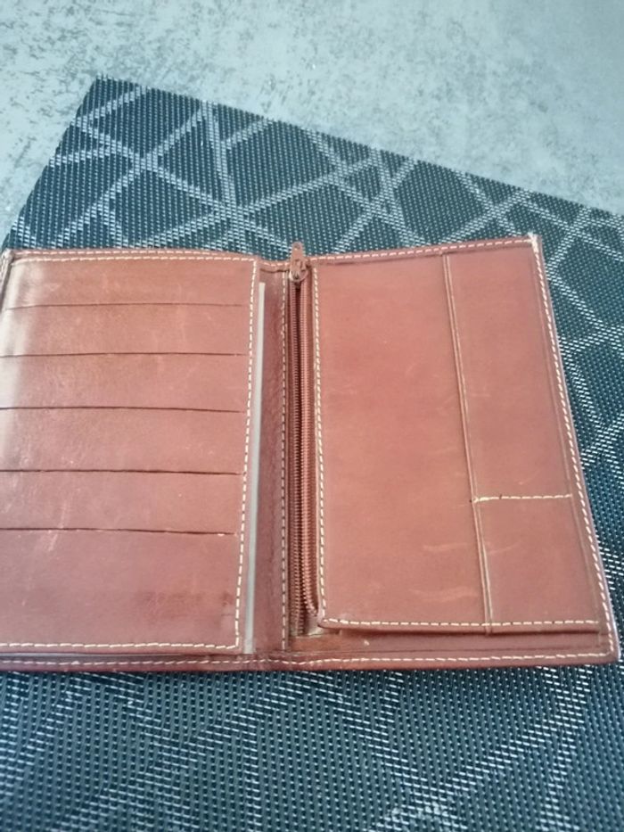 Portefeuille en cuir marron me champagne tbe - photo numéro 8