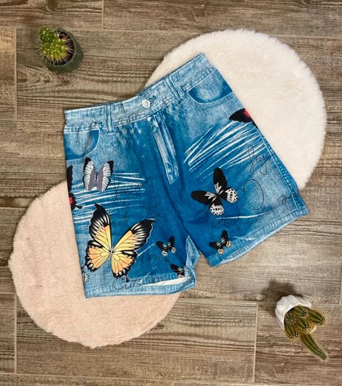 Short imitation jean papillons Emery Rose