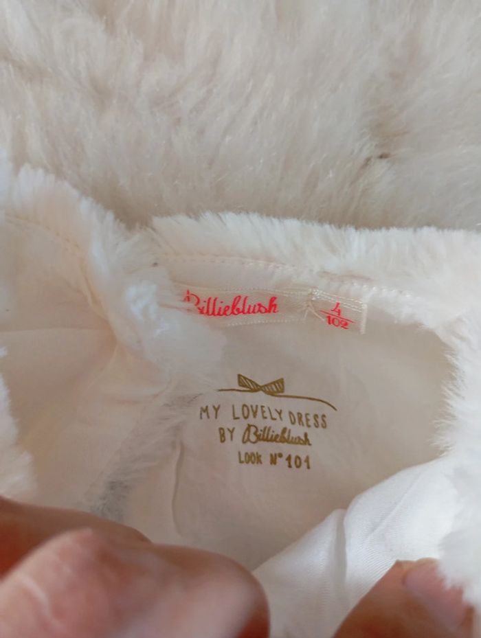 Billieblush 💖 robe cérémonie 4 ans blanc avec gilet a poil - photo numéro 7