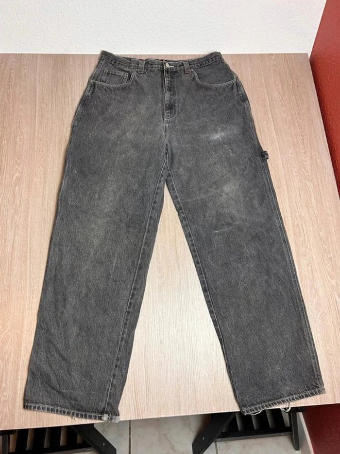 Jean Workwear cargo Carpenter Vintage 100% coton Gris Délavé - Bas Usé - W36- L34 - photo numéro 2