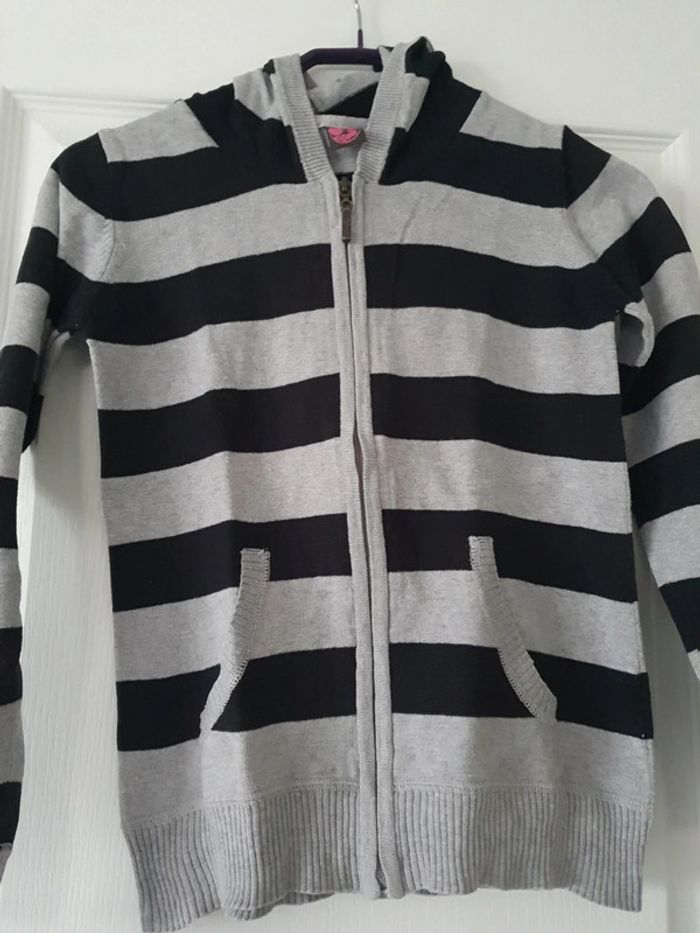 Veste zippée à capuche rayée 10/12 ans LC6 - photo numéro 3