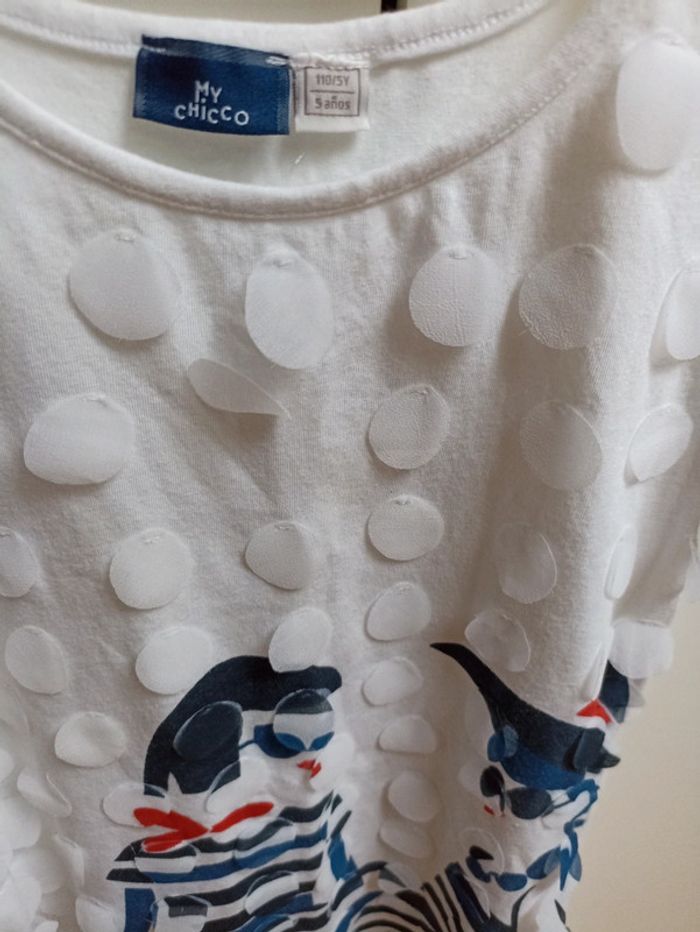 Robe courte fille été My Chicco 5 ans bleu blanc rouge - photo numéro 3