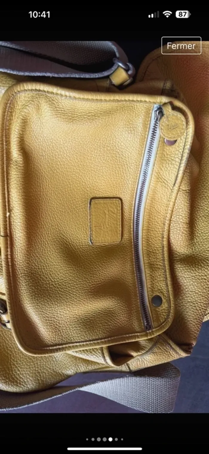 Véritable sac besace vintage #upla moutarde - photo numéro 9