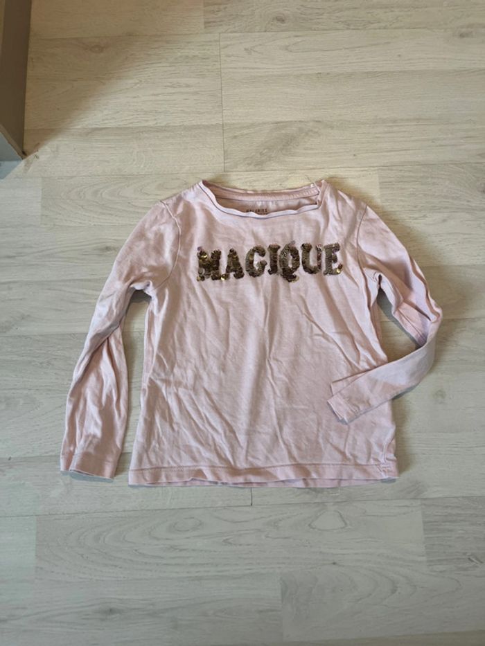T-shirt manches longues sequins réversibles
