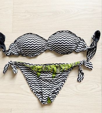 Maillot de bain 2 pièces bustier noir blanc Tezenis taille 36 S