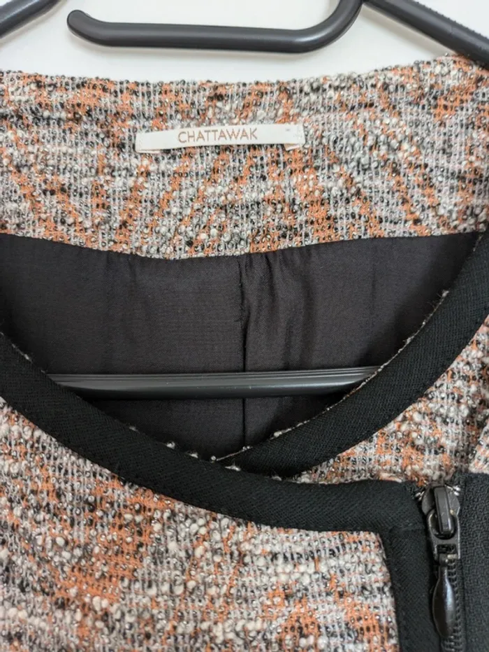 Veste style tweed zippée - Chattawak Taille 1 (36/S) - Tons Rouille/Gris - photo numéro 3
