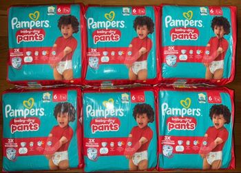 6 paquets de couches Pampers taille 6