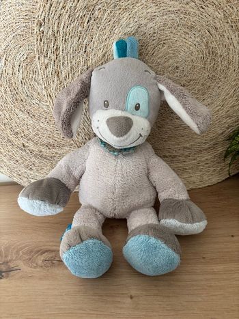 Doudou chien beige gris bleu nattou 