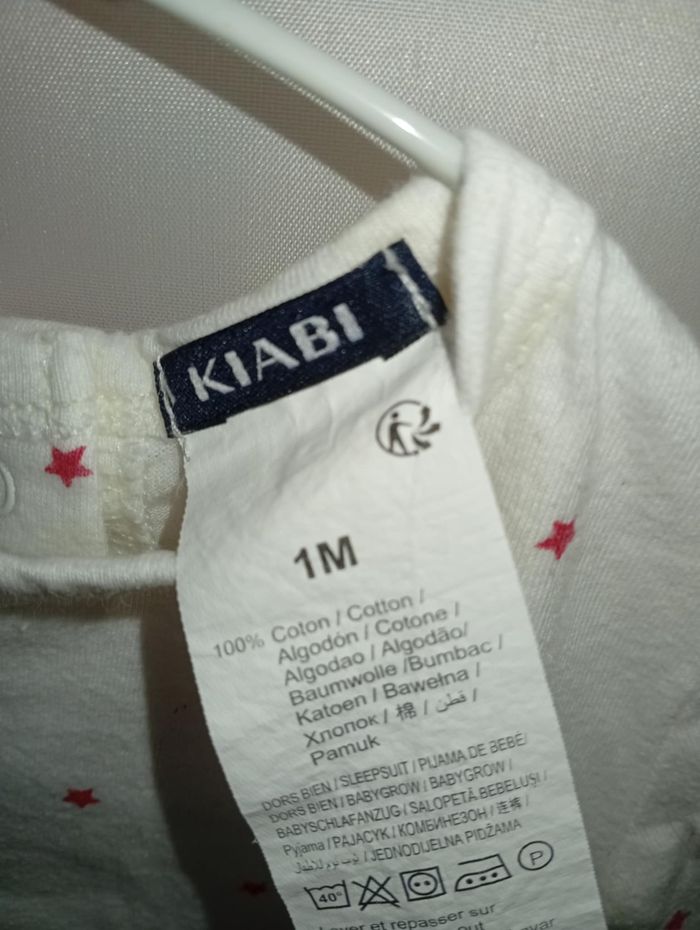 Pyjama coton Kiabi blanc taille 1 mois / 56 cm - photo numéro 2