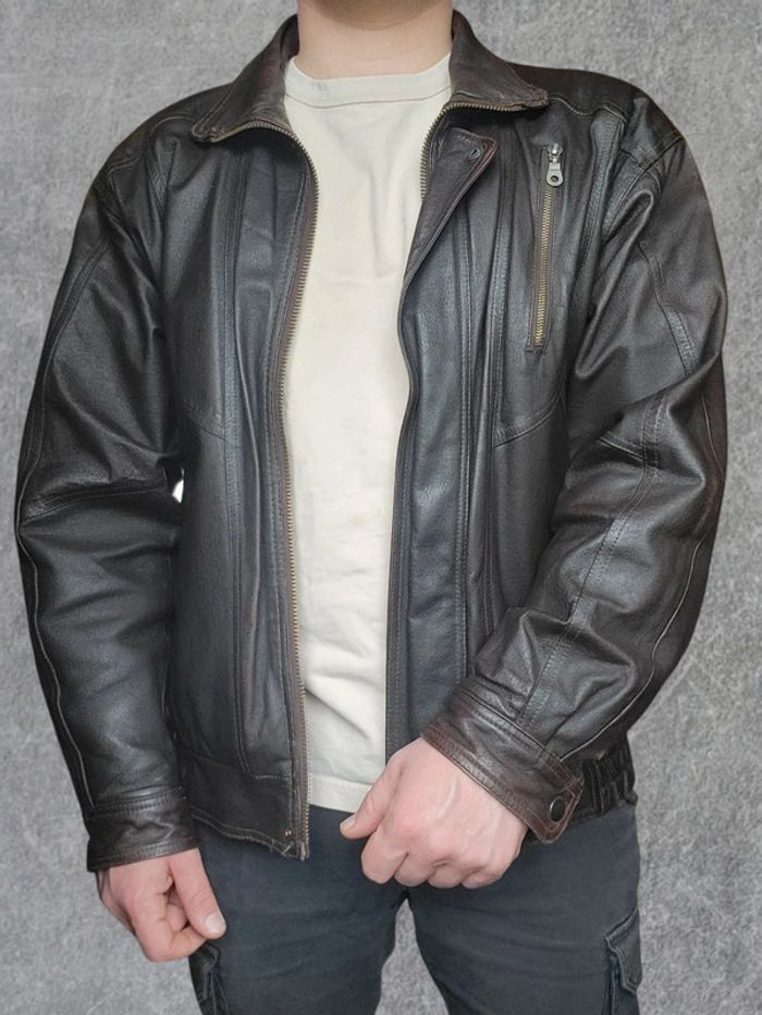 Cuir vintage marron foncé taille 48 - XL - photo numéro 3