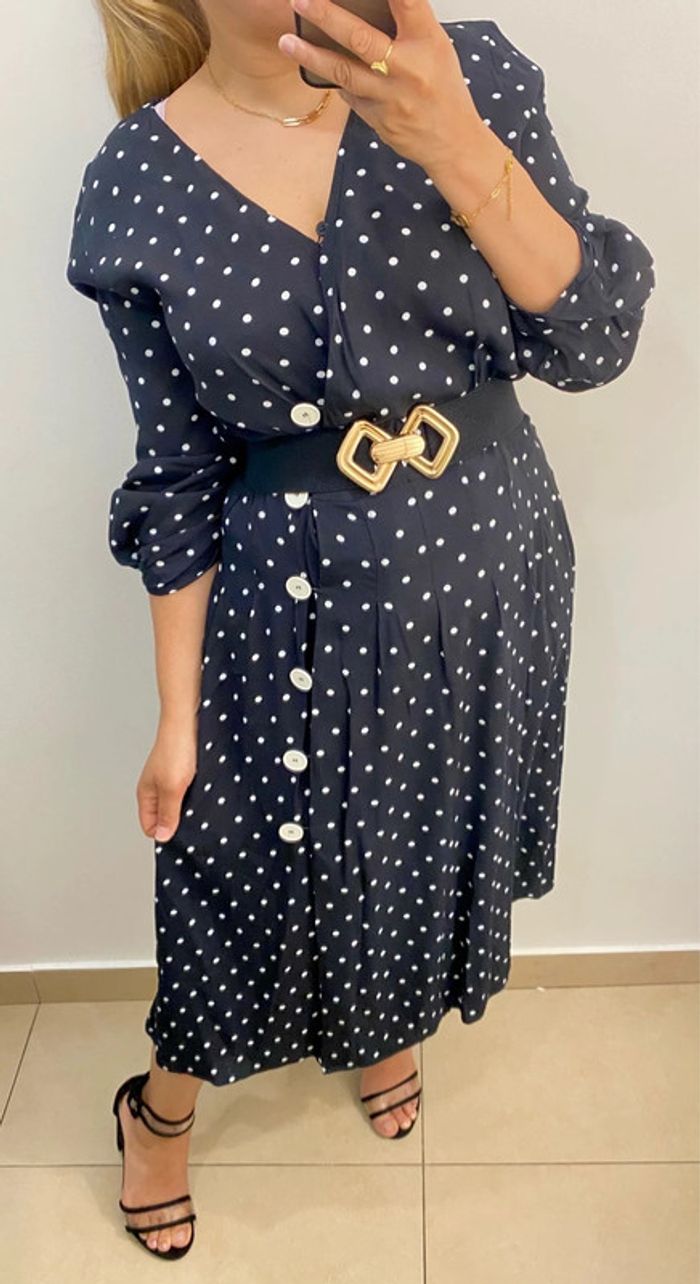 Robe longue à pois Mango Taille M - photo numéro 3