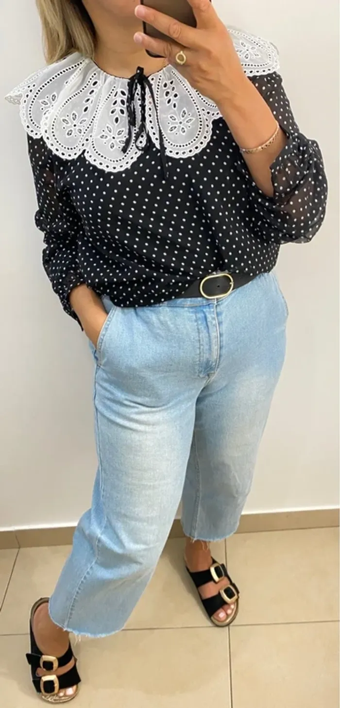 Blouse Claudie Pierlot Avec Col Claudine Taille 36-38 - photo numéro 3