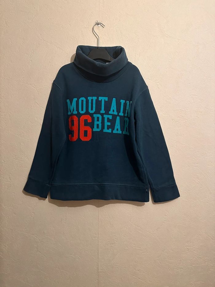 Sweat à col roulé bleu imprimé garçon 10 ans Okaïdi