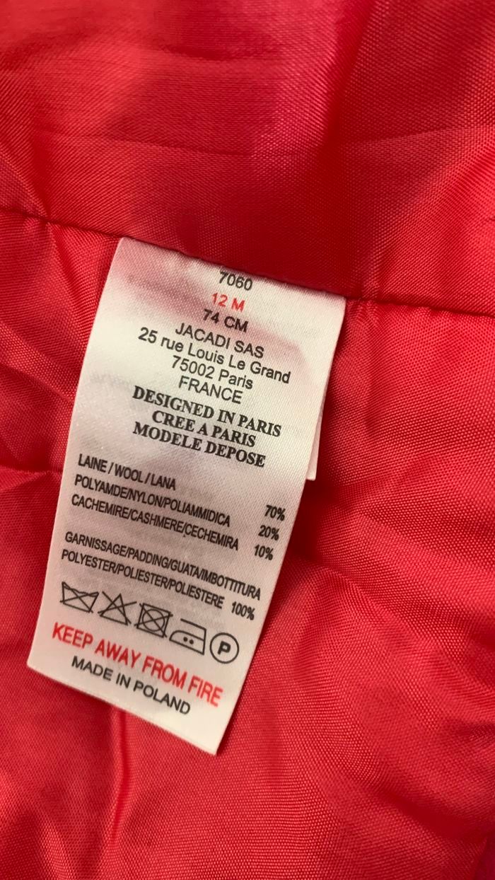 Manteau fille Jacadi rose 12 mois - photo numéro 3