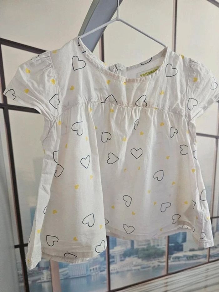 T-shirt léger style blouse motif cœur Vertbaudet taille 3 ans / 94 cm - photo numéro 8