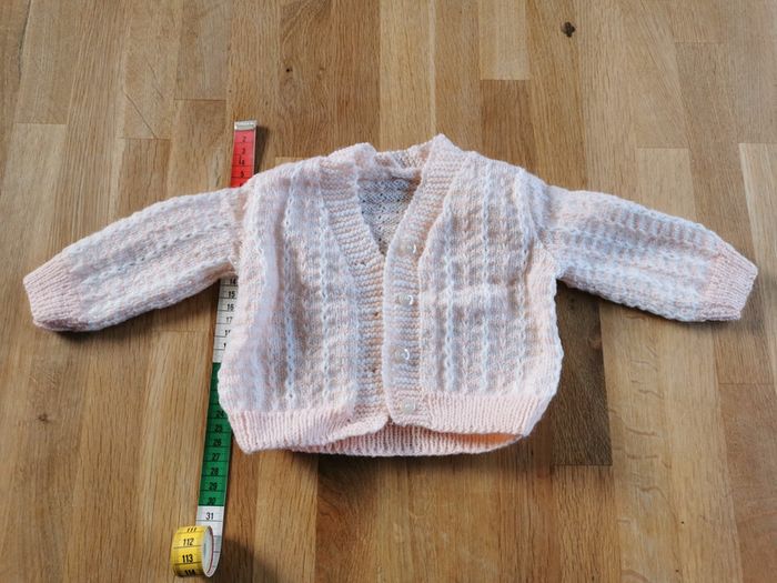 Gilet tricoté rose /blanc