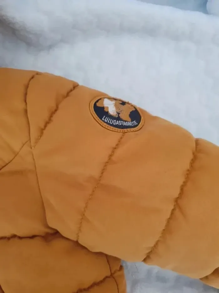 Blouson doudoune 24 mois 2 ans lulu castagnette chaude jaune loutarde camel bleu polaire - photo numéro 8